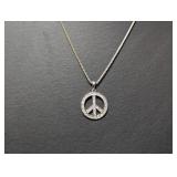 20' ,925 Sterl Chain w/CZ Peace Symbol Pendant