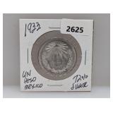 1933 72% Silv Mexico Un Peso