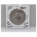 1933 72% Silv Mexico Un Peso