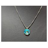 18' .925 Sterl Chain w/Iridescent Faceted Pendant