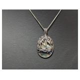 15' .925 Sterl Chain w/Abalone Inlay Tropical Pen