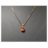 18' Vermeil/.925 Sterl Chain w/Oval Orange Stone