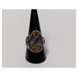 .925 Sterl Multicolor Patterned Oval Stone Ring