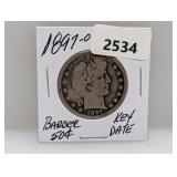 Key Date 1897-O 90% Silv Barber Half $1