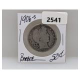 1906-S 90% Silv Barber Half $1 Dollar