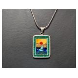 20' .925 Sterl Chain w/Scenic Landscape Inlay Pen