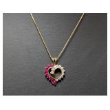 18' Vermeil/.925 Sterl Chain w/Gemstone Heart Pen