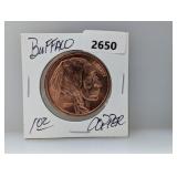 1oz .999 Copper Buffalo Round