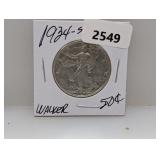 1934-S 90% Silv Walker Half $1 Dollar