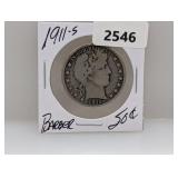 1911-S 90% Silv Barber Half $1 Dollar
