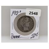 1913-S 90% Silv Barber Half $1 Dollar