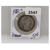 1912-S 90% Silv Barber Half $1 Dollar