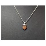 16-18' .925 Sterl Chain w/Brown-Gold Crystal Pend