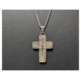 24' .925 Sterl Chain w/Filigree Cross Pendant
