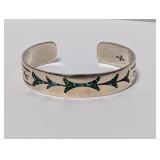 .925 Sterl Turquoise Inlay Pattern Cuff Bracelet