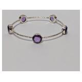 .925 Sterl Purple Gemstone Bangle Bracelet