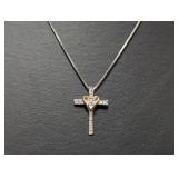 18' .925 Sterl Chain w/Diamond Cross Pendant