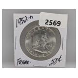 1952-D 90% Silv Franklin Half $1 Dollar