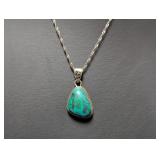 18' .925 Sterl Chain w/Teardrop Turquoise Pendant