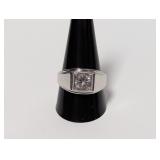 .925 Sterl CZ Center Stone Mens Ring Sz 12