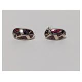 .925 Sterl Oval Iridescent Stone Earrings
