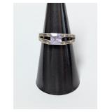 .925 Sterl Purple Stone Split Shank Ring Sz 6.5