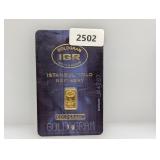 1G .999 Istanbul Gold Bar