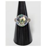 .925 Sterl Abalone Inlay Ring Sz 7