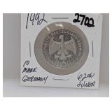 1992 62% Silv Germany 10 Mark