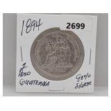 1894 90% Silv Guatemala 1 Peso