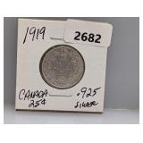 1919 .925 Silver Canada Quarter