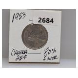 1953 80% Silv Canada Quarter
