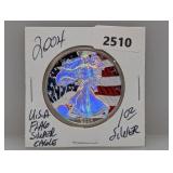 2004 1oz .999 Silv Painted Eagle $1 Dollar
