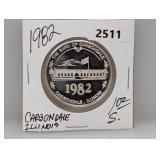 1982 1oz .999 Silv Carbondale IL Trade Unit
