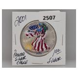 2001 1oz .999 Silv Painted Eagle $1 Dollar