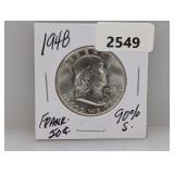 1948 90% Silv Franklin Half $1 Dollar