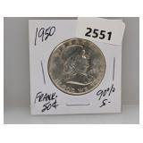 1950 90% Silv Franklin Half $1 Dollar