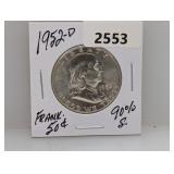 1952-D 90% Silv Franklin Half $1 Dollar