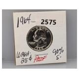 1964 PF 90% Silv Wash Quarter