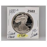 1990-S PF 1oz .999 Silv Eagle $1 Dollar