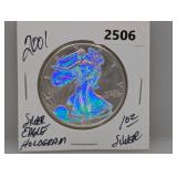 2001 1oz .999 Silv Eagle $1 Dollar Hologram