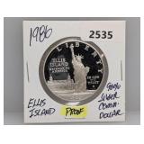 1986 PF Ellis Isl Comm 90% Silv $1