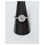 .925 Sterl Clear Engagement Style Ring Sz 9