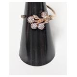 Vermeil/.925 Sterl Diamond Adj Flower Ring