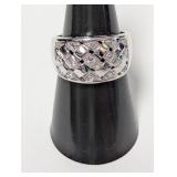 .925 Sterl Diamond Criss Cross Ring Sz 8