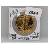 1943 90% Silv Gold Layered Walker Half $1