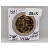 1943 90% Silv Gold Layered Walker Half $1
