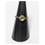 .925 Sterl Yellow Faceted Stone Ring Sz 6