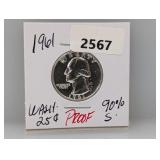 1961 PF 90% Silv Wash Quarter