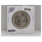 1887 90% Silv Morgan $1 Dollar